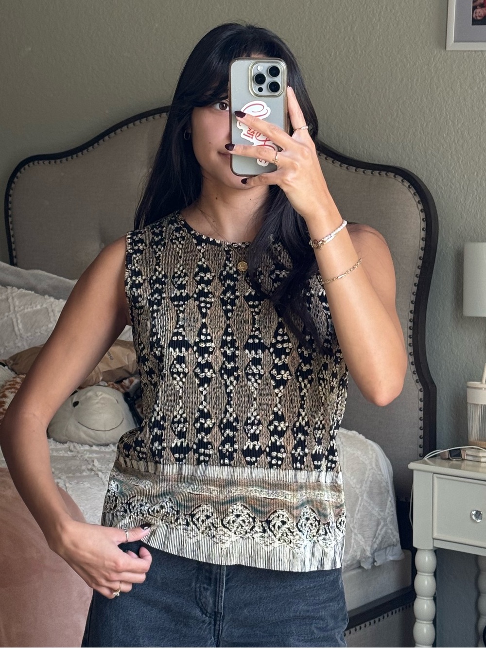 Plissé Vintage 90s Abstract Accordion Pleated Tank Top
